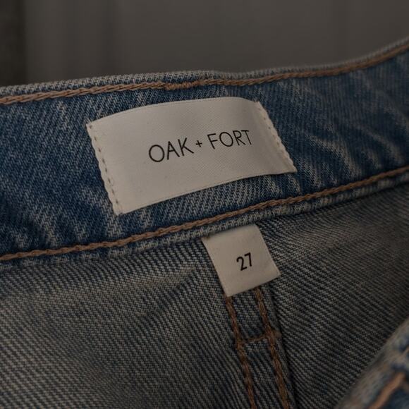 Oak + Fort Blue Denim High-rise Straight Leg Jeans, size 27 - Picture 4 of 8